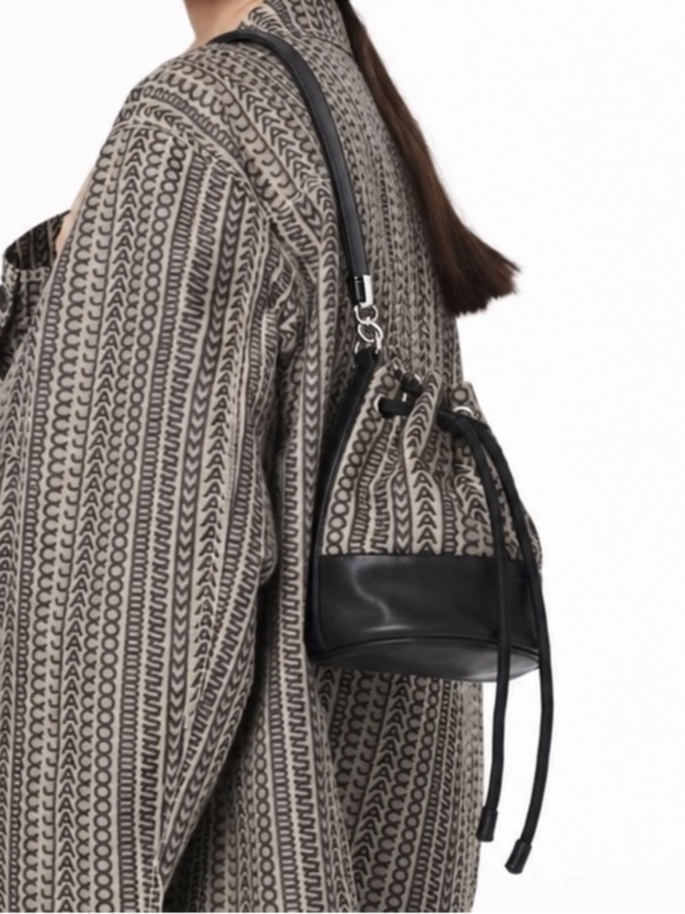 Mini Bucket Crossbody Bag in Black and Brown